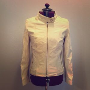LA COFRADIA  WHITE LEATHER JACKET SMALL